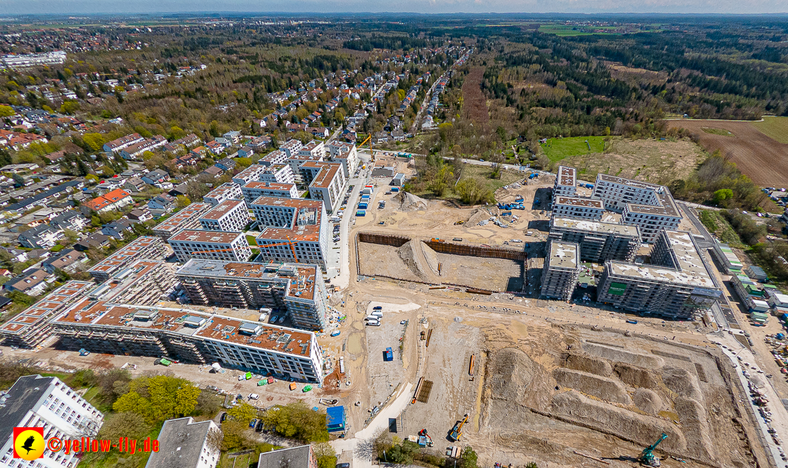 21.04.2023 - Luftbilder von der Baustelle Alexisquartier und Pandion Verde in Neuperlach